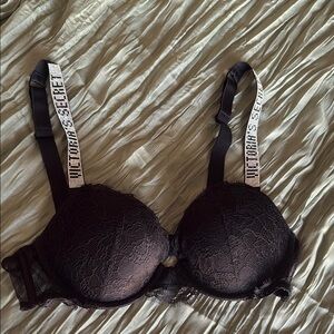 Victoria’s Secret Black Lace Push-Up Bra with Sparkle Straps